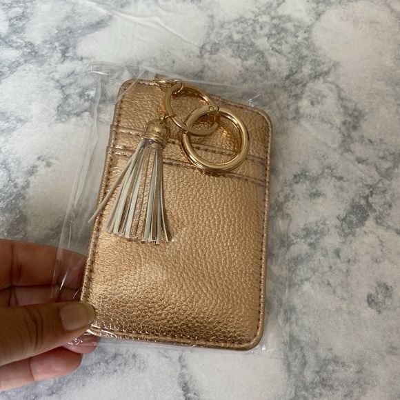 Faux Leather Credit Card Clutch Rose Gold NEW - Picture 4 of 6